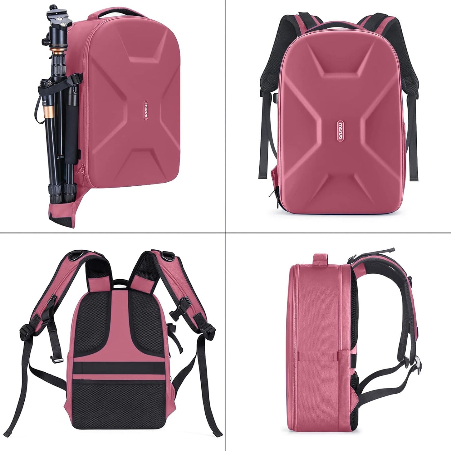 MOSISO Camera Backpack, DSLR/SLR/Mirrorless Photography Camera Bag 15-16 inch Waterproof Hardshell Case with Tripod Holder&Laptop Compartment Compatible with Canon/Nikon/Sony, Dusty Rose