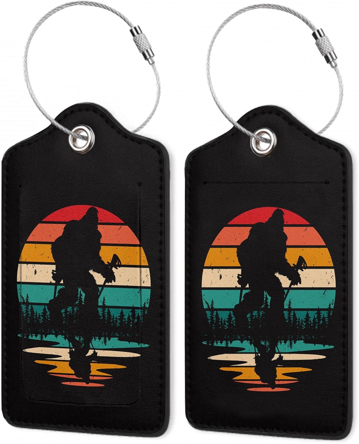 2Pcs Luggage Tag for Suitcase Sasquatch Cute Suitcase Tag with Privacy Flap & Name ID Label & Metal Loop,Travel Bag Luggage Tags for Women