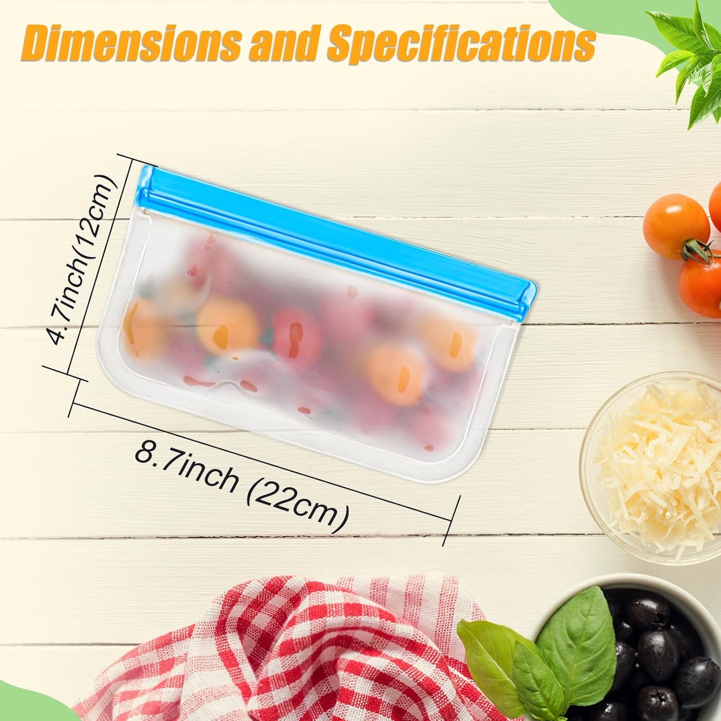 10 Pack Reusable Silicone Food Storage Bags, Leakproof Dishwasher Safe Reusable Freezer Bags for Food Containers, Lunch Bags for Sandwich, Snack, Marinate Meat, Salad Fruit