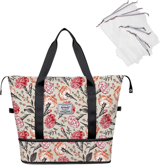 NPBAG Women Travel Duffel, Multi Functional Large Expandable Weekender Carry-on Tote, Gym Workout Overnight Bag, Mommy Hospital Bag for Labor and Delivery