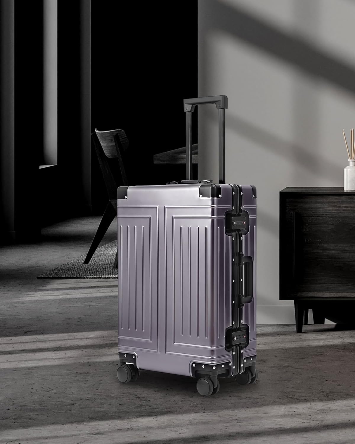 All Aluminum Carry On Luggage，Cut from Whole Aluminum Sheet，22x14x9 Airline Approved ，（3rd Generation，Premium Metal zipperless suitcase ） (grey, 24inch)