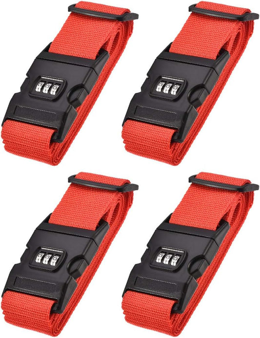 uxcell Luggage Straps Suitcase Belts with Buckle, Combination Lock, Adjustable Travel Packing Accessories