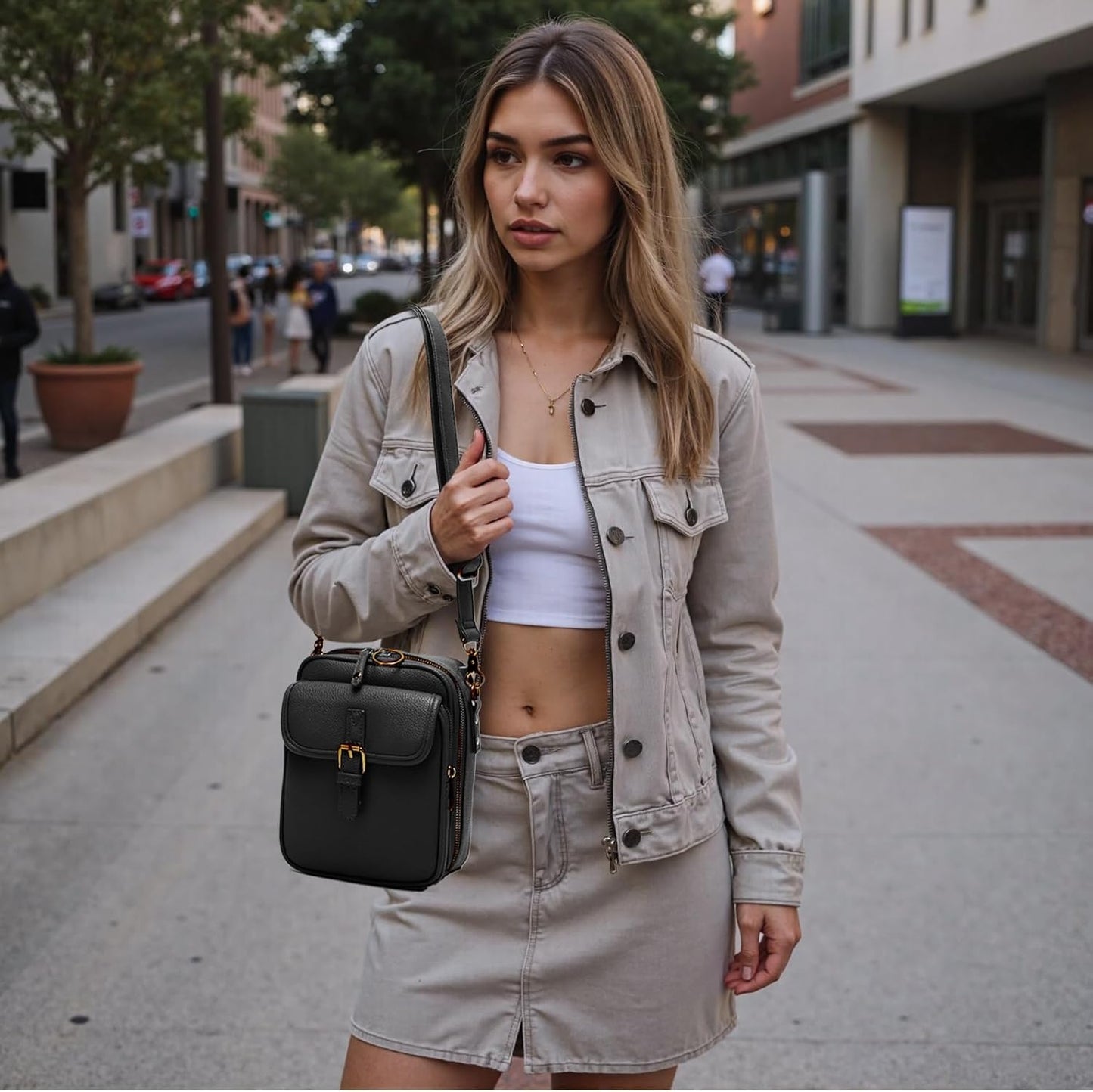 1060 Leather Crossbody Bags for Women Anti-Theft Vegan Purse with Card Slots, Travel Shoulder Bag, Waterproof Crossbody Purse