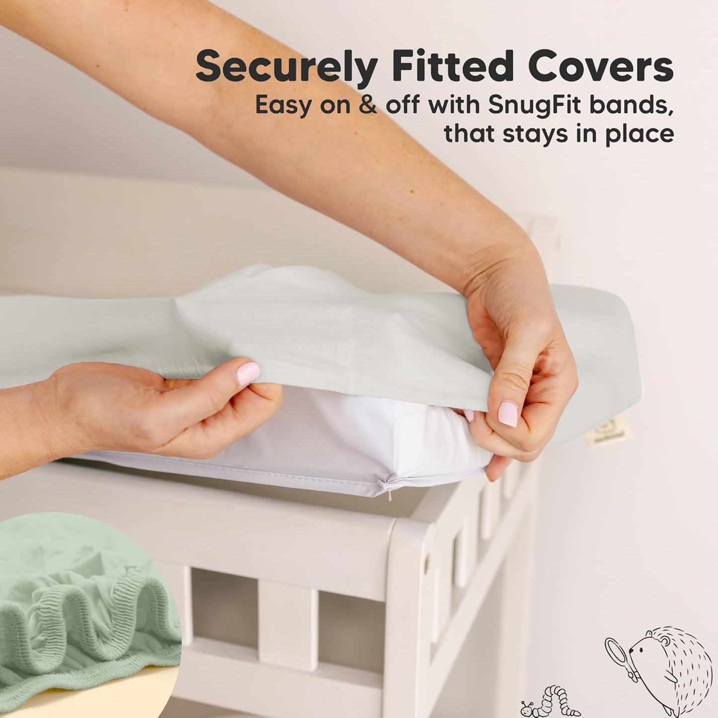 2-Pack Baby Changing Pad Covers for Girl, Boy, Neutral - Soft Viscose Derived from Bamboo Changing Table Pad Cover Sheets, Baby Nursery Diaper Changing Pad Cover, Contour Changing Pad Liner (Sage)