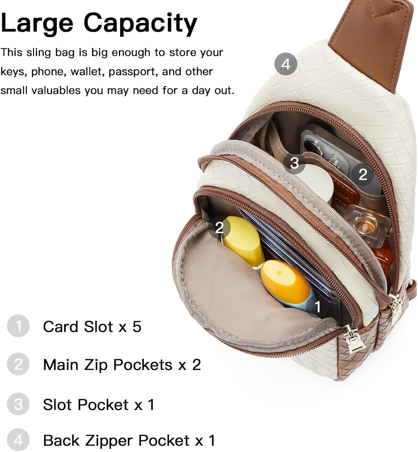 Telena Small Sling Bag for Women Leather Crossbody Fanny Packs Chest Bag for Women