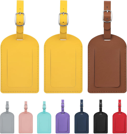 Luggage Tags for Suitcase Travel Bag Labels Privacy Protection Luggage Tag for Baggage PVC Baggage ID Label Tags 2 Pack Yellow+Brown