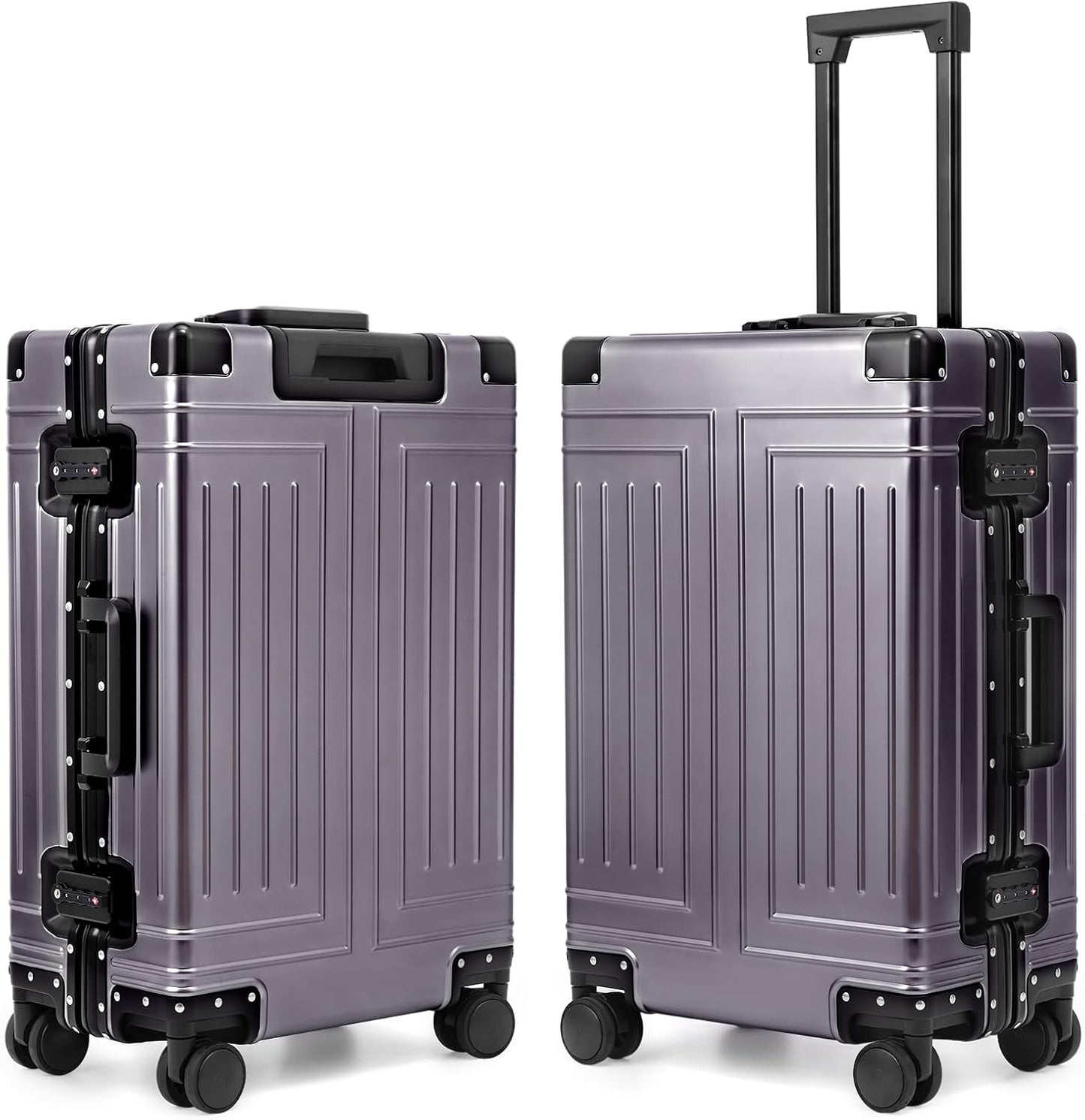 All Aluminum Carry On Luggage，Cut from Whole Aluminum Sheet，22x14x9 Airline Approved ，（3rd Generation，Premium Metal zipperless suitcase ） (grey, 24inch)