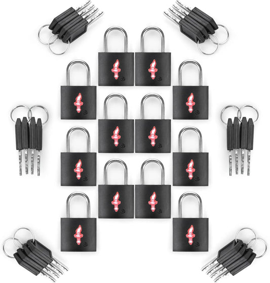 12-Pack Black Neon Square TSA Approved Luggage Lock for Suitcases, Carry-On Bags, Backpacks & Laptop Cases
