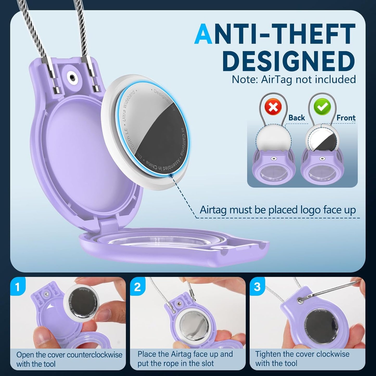 Waterproof Airtag Holder,4 Pack Airtag Case with Secure Lock,Airtags Keychain for Apple Airtag,Anti-Lost Protective Case Air tag Accessories for GPS Tracker Luggage,Key,Pet-Rose Pink/Green/Pink/Purple