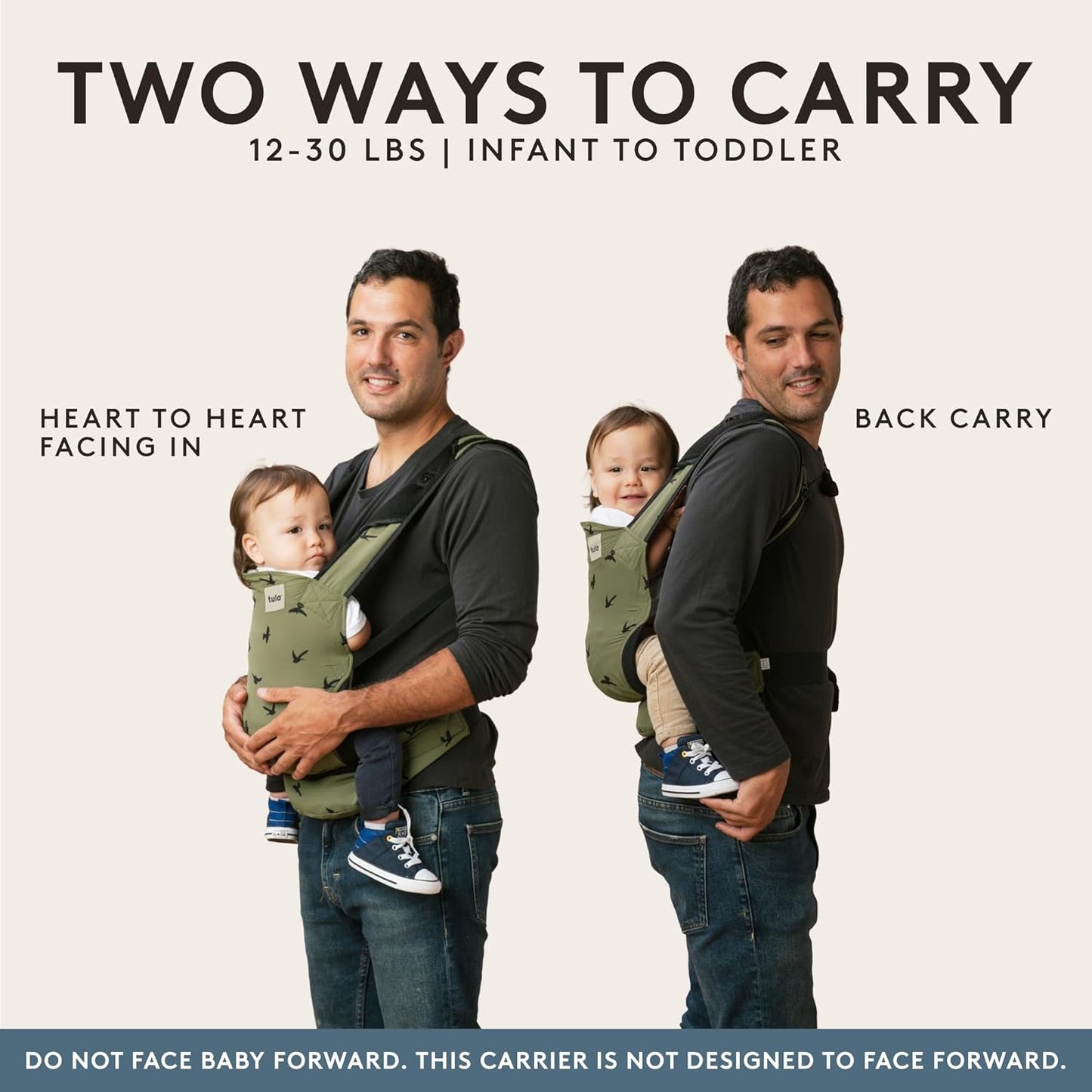 Baby Tula Lite Ripstop Nylon Compact Baby Carrier, Lightweight & Ergonomic Carrier for Travel w/Convenient Storage Hip Pouch, Multiple Carrying Positions for 12lbs to 30lbs - Beyond (Steel Blue/Dash)