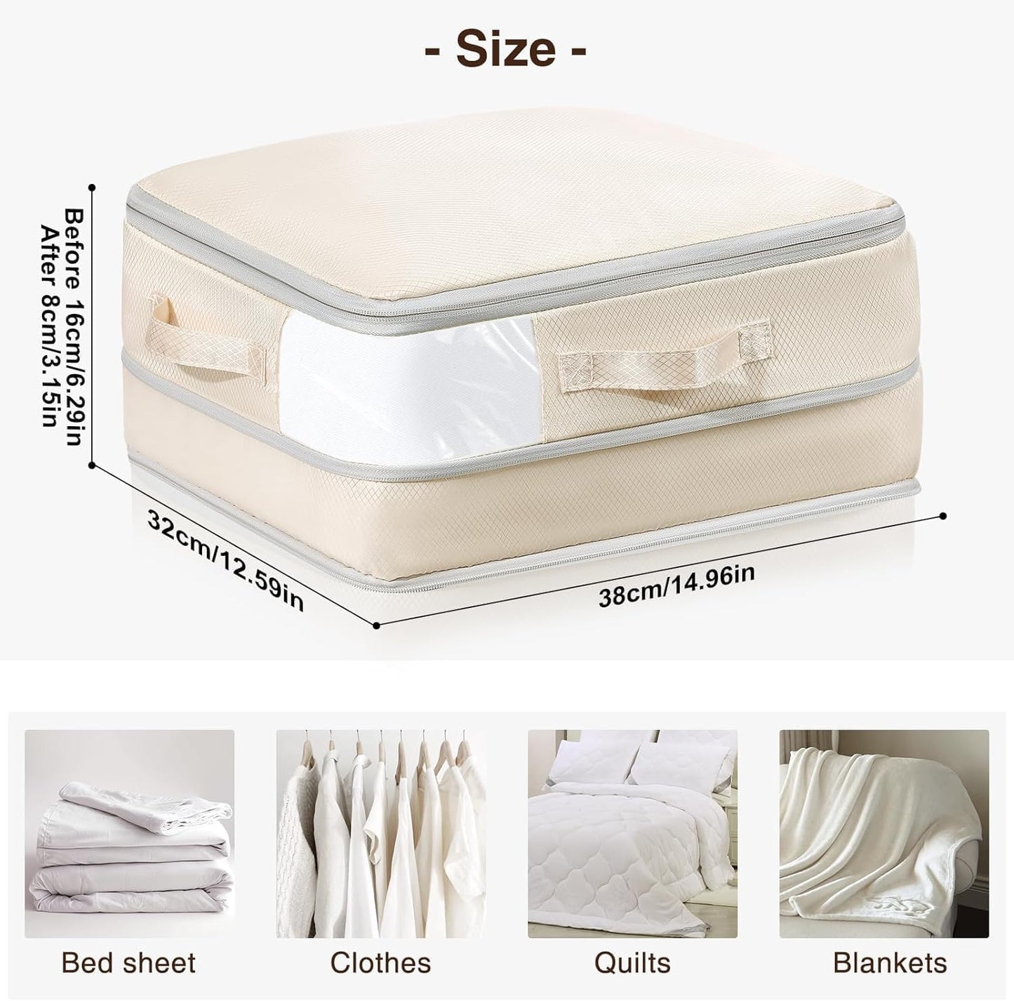 DIMJ Clothes Storage Bag 6 Pack, 19L Compression Storage Bags for Blanket, Sweater, Jacket, Closet, Sheet Storage Organizer with Window Handle, Compression Packing Cubes Space Saver Bags with Zipper