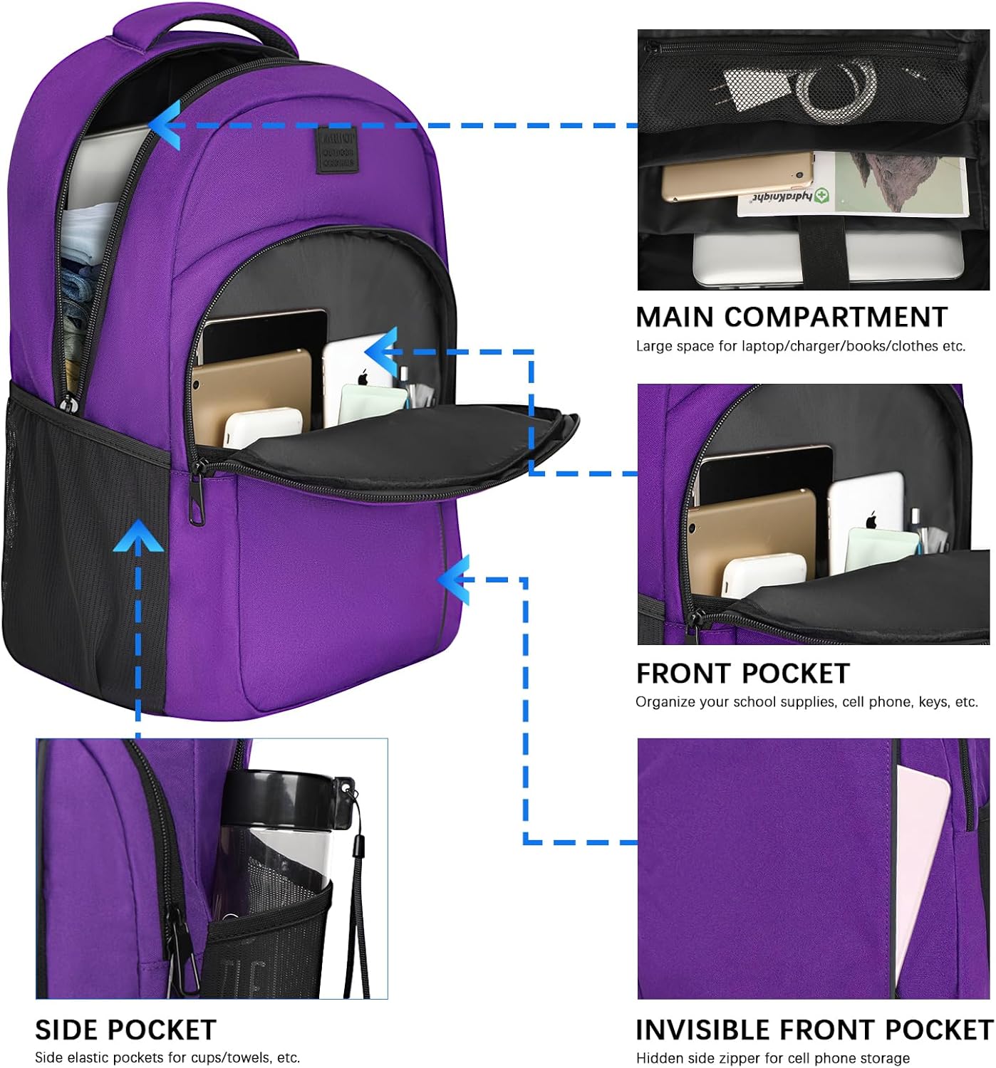 LARIPOP Extra Large Backpack,17.3 Inch Business Laptop backpack for Men Women with USB Charging Port,Water-Resistant Laptopack Weekender Daypack for Work College Computer