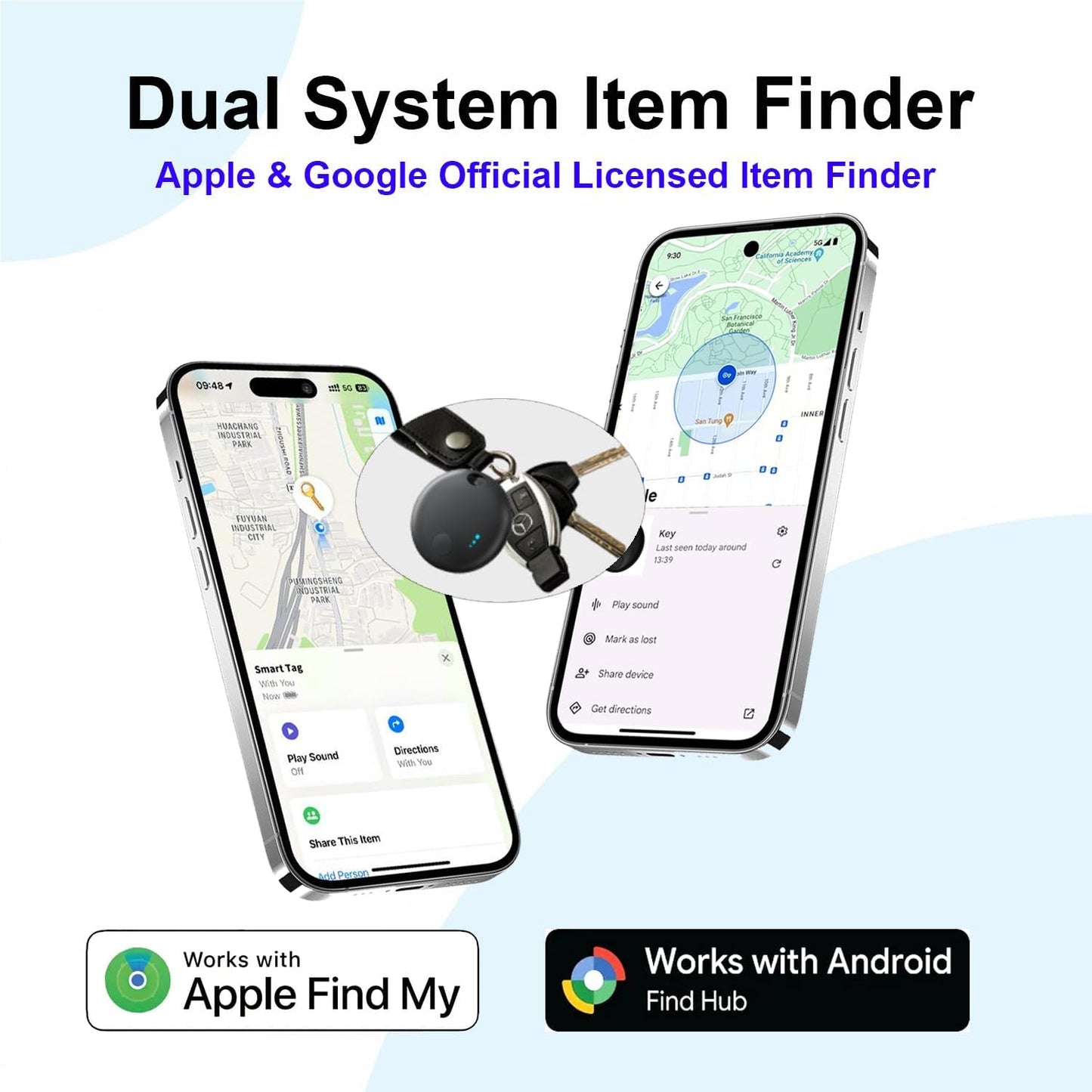 Air Tracker Tags for Android or iOS,Dual System Smart Tags,Keys Finder and Item Locator for Keys,Smart Tracking Tag,Compatible with iOS Find My or Google Find Hub App,Luggage,Backpack,Bags and More