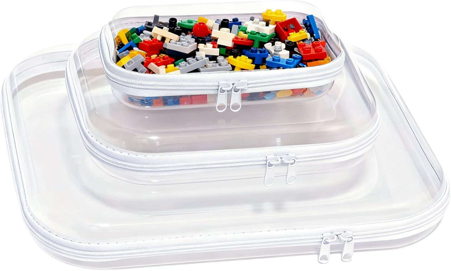 3PCS Zippered Transparent Cases for Snacks,Portable Waterproof Cosmetic Bag with Zipper,Clear Hard Shell Zipper Case for Cosmetic Storage, Putting Snacks, Pencil Case