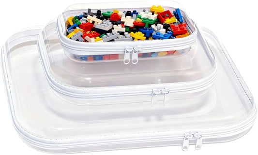 3PCS Zippered Transparent Cases for Snacks,Portable Waterproof Cosmetic Bag with Zipper,Clear Hard Shell Zipper Case for Cosmetic Storage, Putting Snacks, Pencil Case