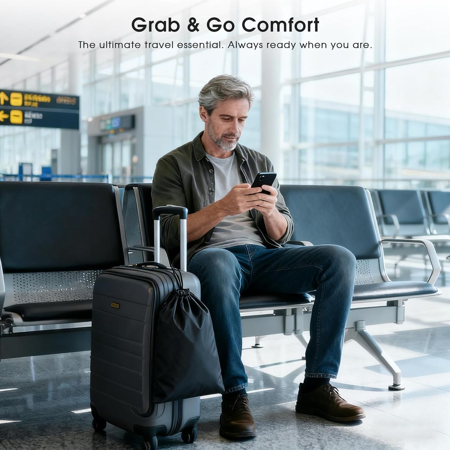 3D Inflatable Seat Cushion for Airplane Travel - Portable Air Seats Pad Pressure Relief with Storage Bag for Long Flights Car Office Camping Wheelchair Stadium Bleacher, No Pump Required, Black