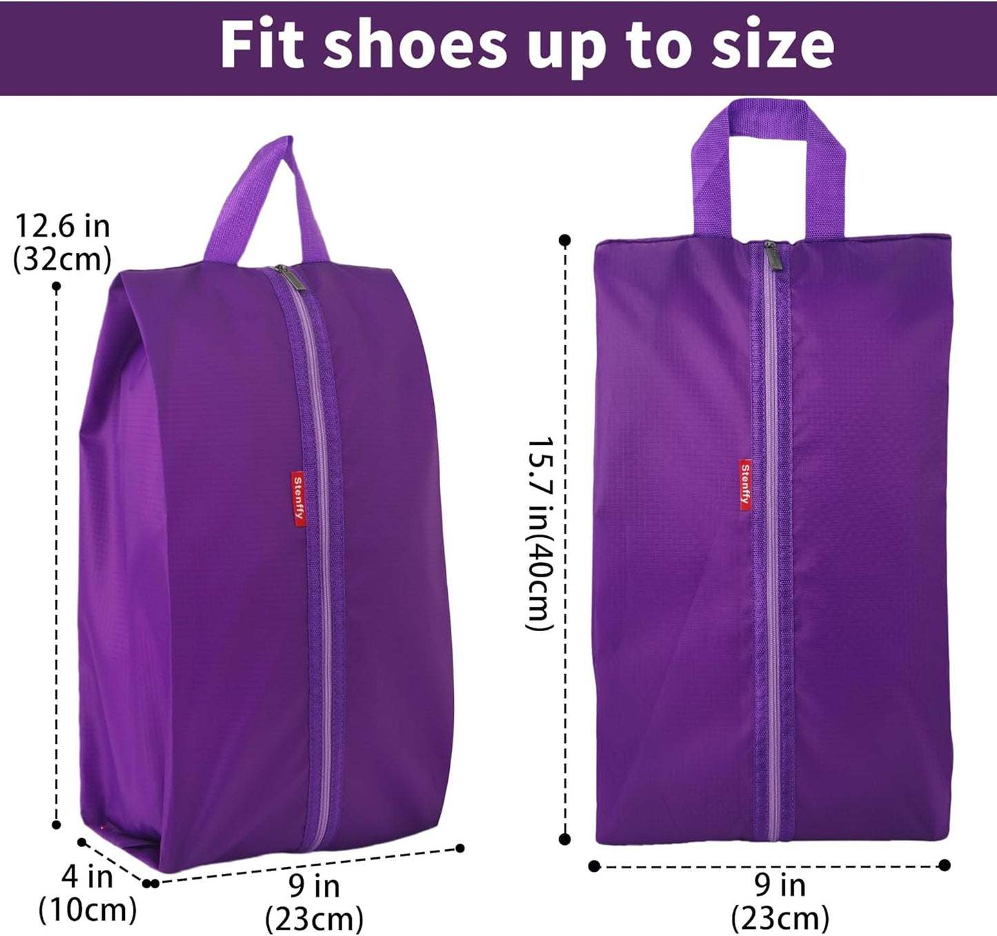 6pcs Portable Shoe Organizer, Travel Pouches with Zipper, Golf Shoe Bags, Clothes Bags, Soccer Cleats Bag Shoe Pouch for Gym, Waterproof, Odor-Resistant (Purple)