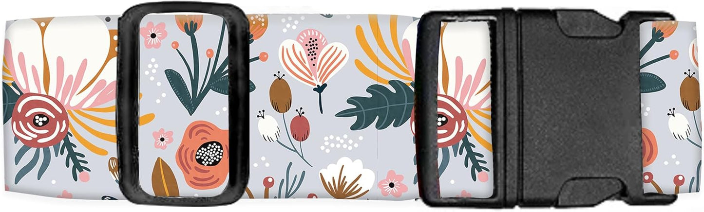 Luggage Straps for Suitcases Travel Belt Accessories, Cute Suitcase Strap, Adjustable Luggage Belt Strap, Heavy Duty with Quick-Release Buckle Luggage Strap Blue Beautiful Flower