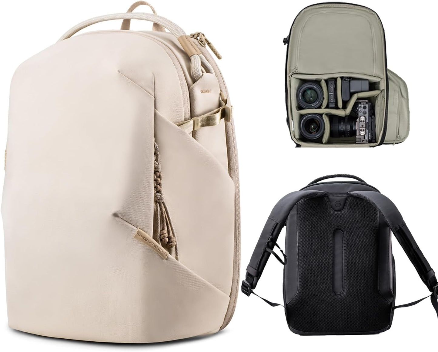 PGYTECH OneGo Lite 16L Camera Backpack Water-Resistant DSLR/Mirrorless Bag for Sony/Canon/Fujifilm, Drone Backpack, Tripod Mount Travel & Weekend Photography Pack for 14" Laptop (Cream)