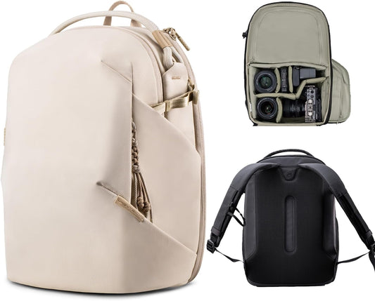 PGYTECH OneGo Lite 16L Camera Backpack Water-Resistant DSLR/Mirrorless Bag for Sony/Canon/Fujifilm, Drone Backpack, Tripod Mount Travel & Weekend Photography Pack for 14" Laptop (Cream)