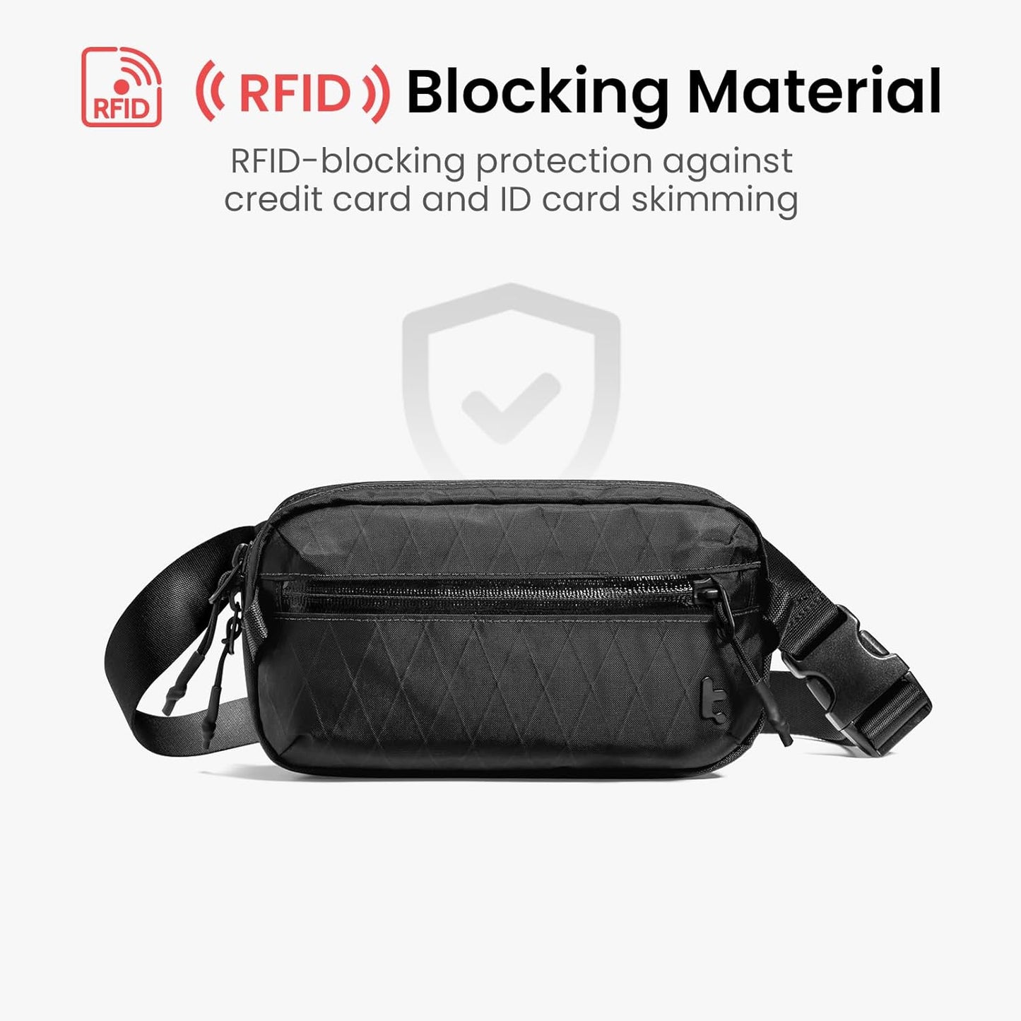 tomtoc 1.5L X-Pac Sling Bag with RFID Blocking, Crossbody Bag Minimalist Chest Shoulder Pack for Men/Women, Water-resistant Lightweight Casual Funny Pack for Travel, Daily Commute