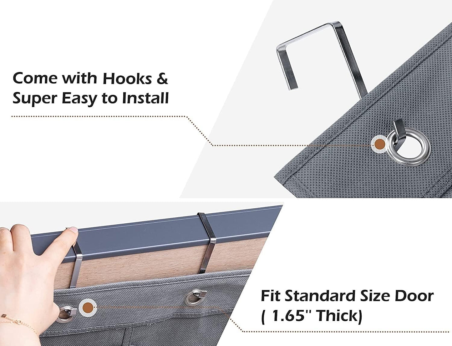 2 Packs Over The Door Hanging Closet Shoes Holder Organizer Shoe Storage Shoe Rack with 6 Pockets (Clear PVC Pockets)