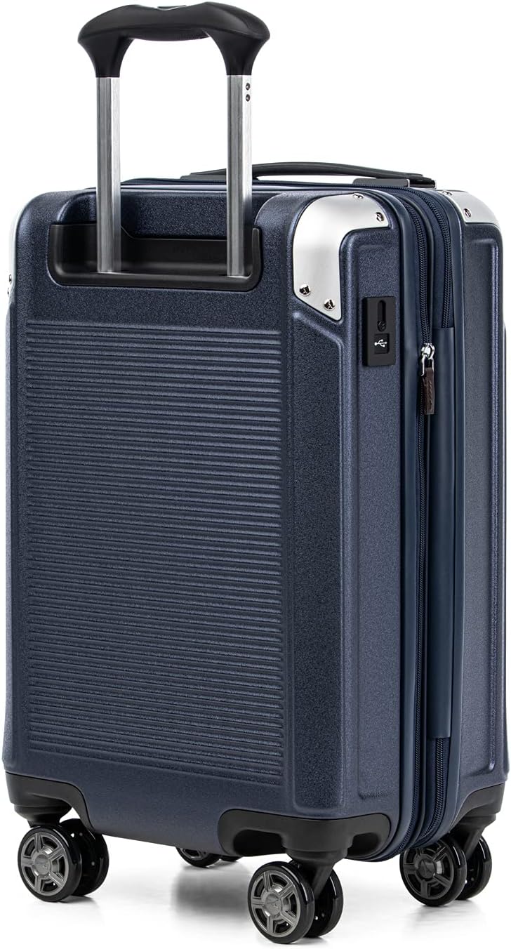 Travelpro Platinum Elite Hardside Expandable Carry on Luggage, 8 Wheel Spinner, TSA Lock, Hard Shell Polycarbonate Suitcase, True Navy Blue, Compact Carry on 20-Inch
