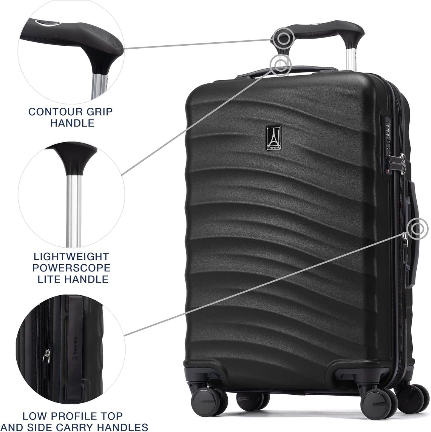 Travelpro Maxlite Air V2 Hardside Expandable Carry on Luggage, 8 Spinner Wheels, Lightweight Hard Shell Suitcase, TSA lock, Black, Carry On 21-Inch