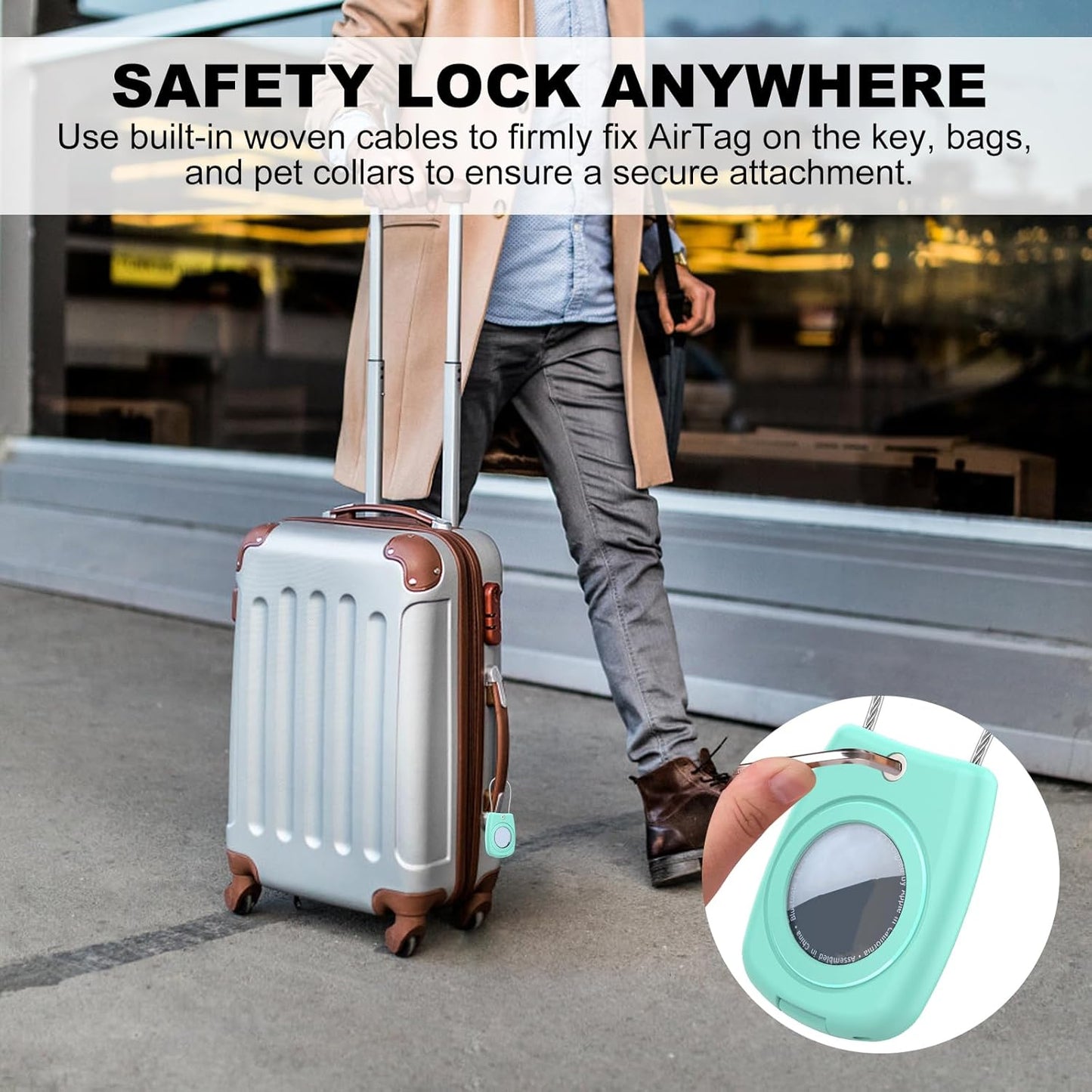 IPX8 Waterproof Airtag Holder Air Tag Case with Keychain, 4-Pack AirTags All-Round Protect Case for Apple Tag Tracker, Air Tags Holder for Luggage, Key, Pet, Backpack（4 Colors）