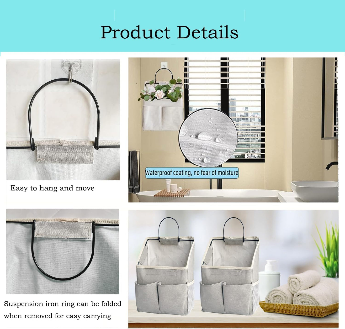 Wall Hanging Storage Bag,Wall Hanging Organizer bags with Pockets, Wall organizer Storage for Dormitory Bathroom Bedroom Kitchen (Grey1)