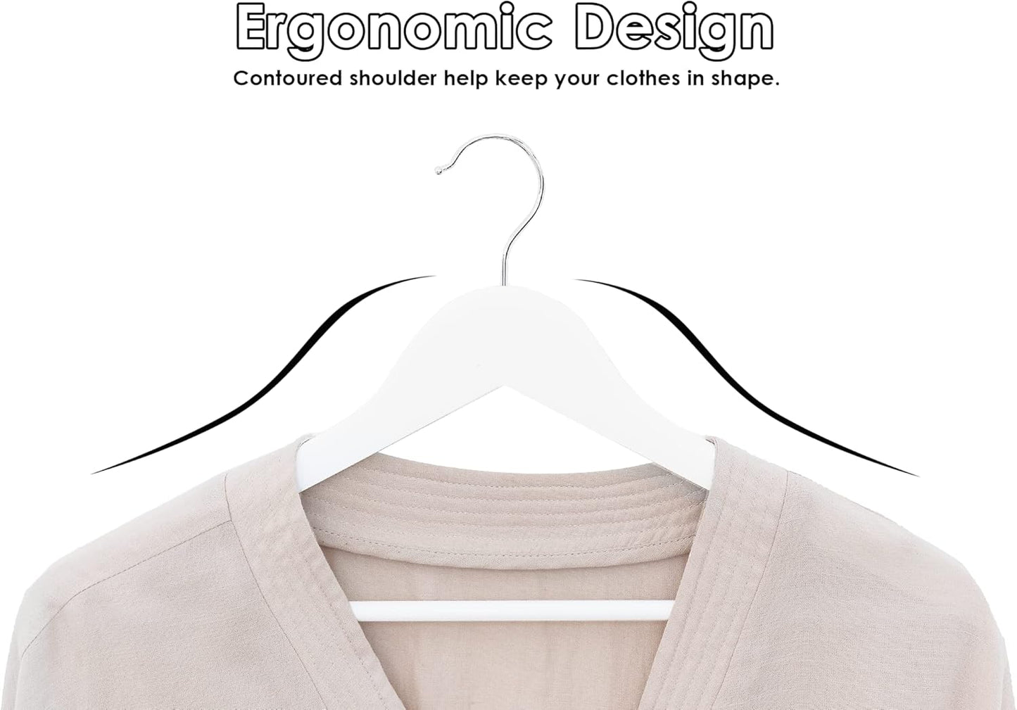 StorageWorks White Wooden Hangers, 20 Pack Wood Hanger for Closet, Coat Hangers for Coats, Shirts, Pants, Bridesmaid Suits, Wedding Dress