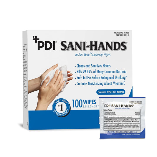 Sani-Hands Hand Sanitizer Wipes 100 Packets Per Box