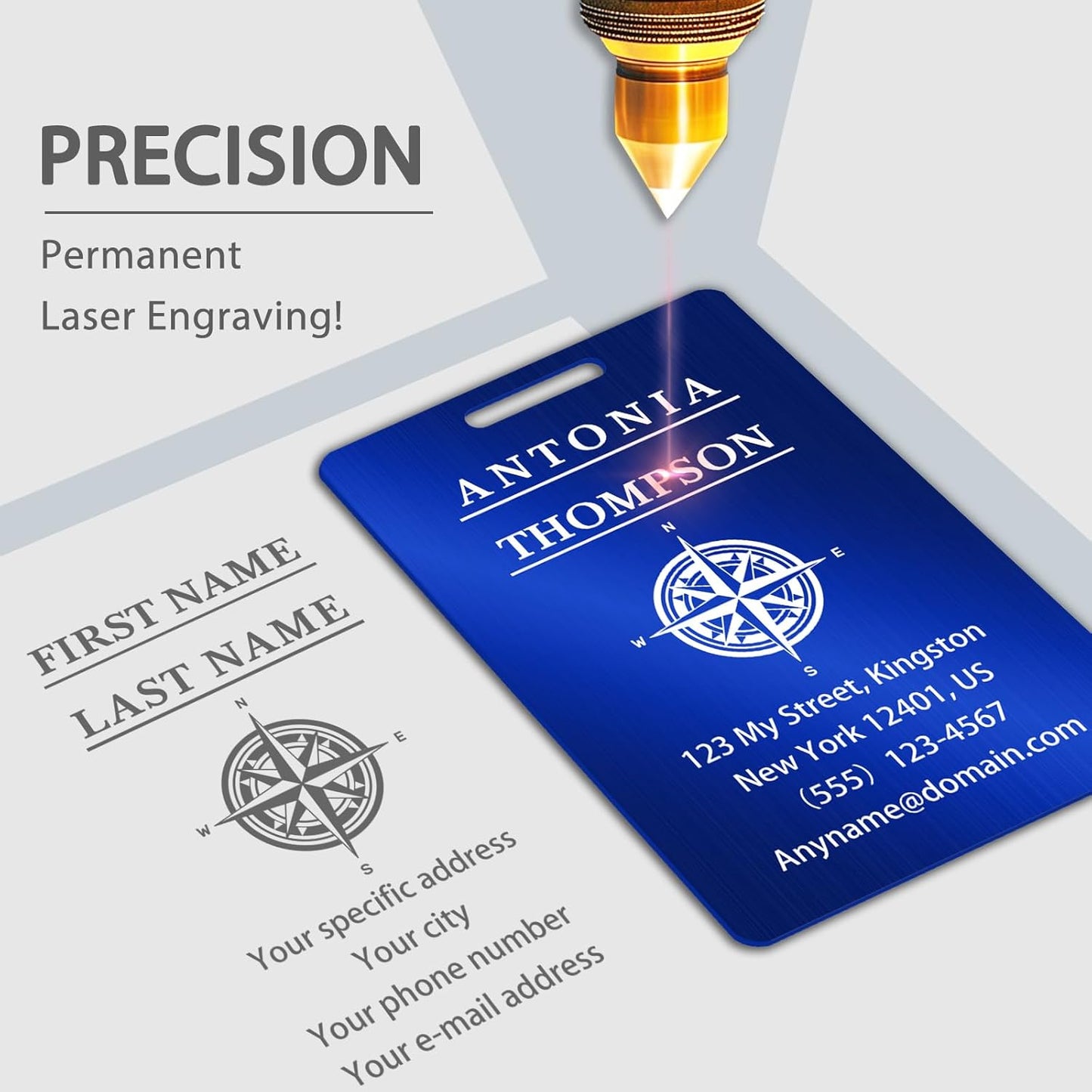 Personalized Luggage Tags for Suitcases (2/4/6/8 Pack) - Custom Engraved Metal Travel Tag, Customizable Pattern/Name/Text for Bags Backpacks Suitcases