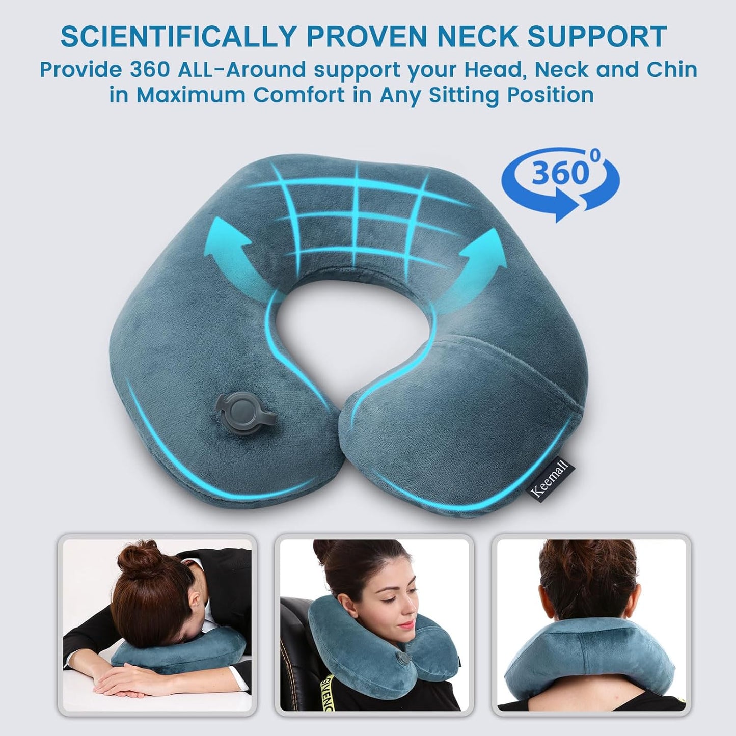 2Pack Inflatable Travel Neck Pillow for Airplane Train Car Washable Pillowcase U Shaped Office Napping Pillow