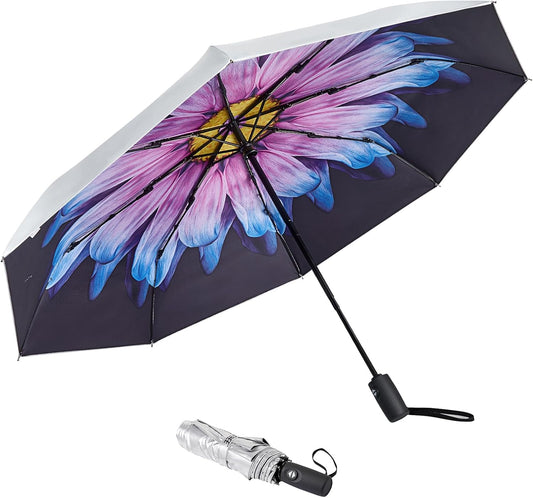 G4Free UPF 50+ UV Protection Large Travel Umbrella 42/46 Inch Auto Open Close Windproof Sun Blocking Umbrella
