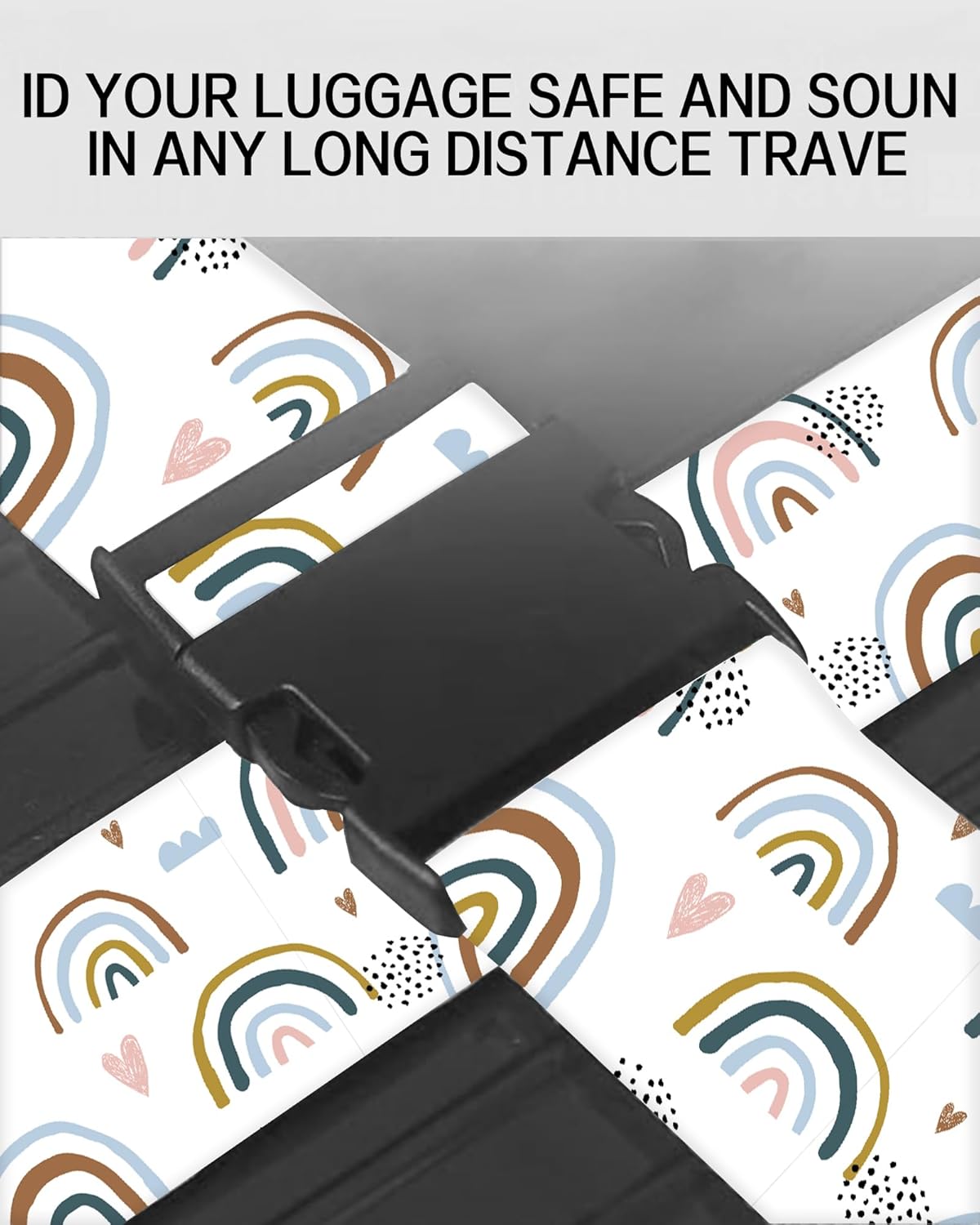 Luggage Straps for Suitcases, Adjustable Travel Belt, Durable Wide Luggage Strap, Cute Suitcase Strap Identifiers with Buckle, Bag Straps for Luggage, Cute Rainbow Design