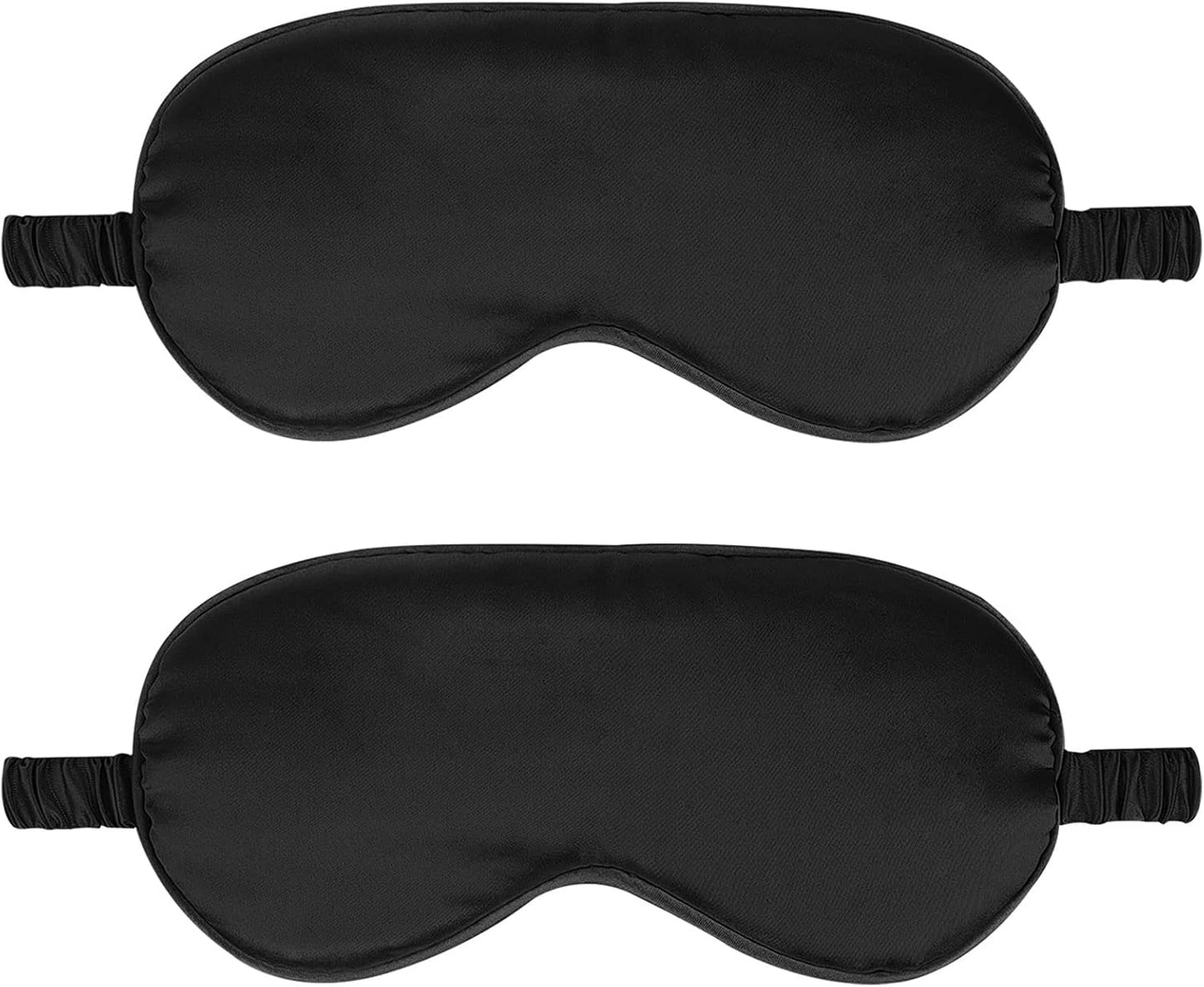 2Pack Silk Sleep Mask,Eye Mask for Sleeping,Elastic Blackout Eye Mask & Blindfold for Full Night's Sleep,Travel and Nap(Black)
