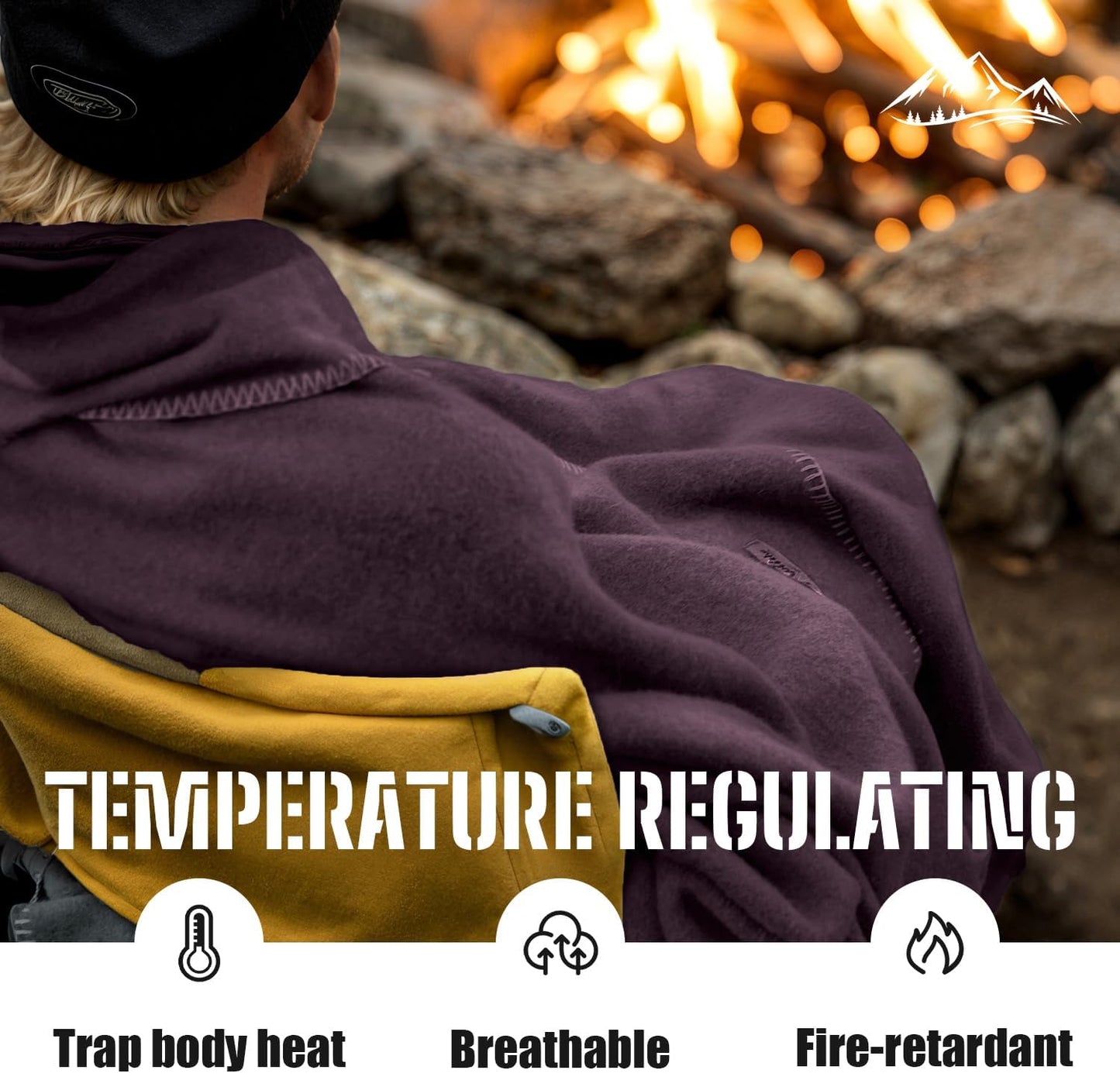 100% Wool Blanket, 48" x 62", Warm, Thick, Washable, Military Wool Blanket, Great for Camping, Outdoors, Sporting Events, Survival Kits, Plum