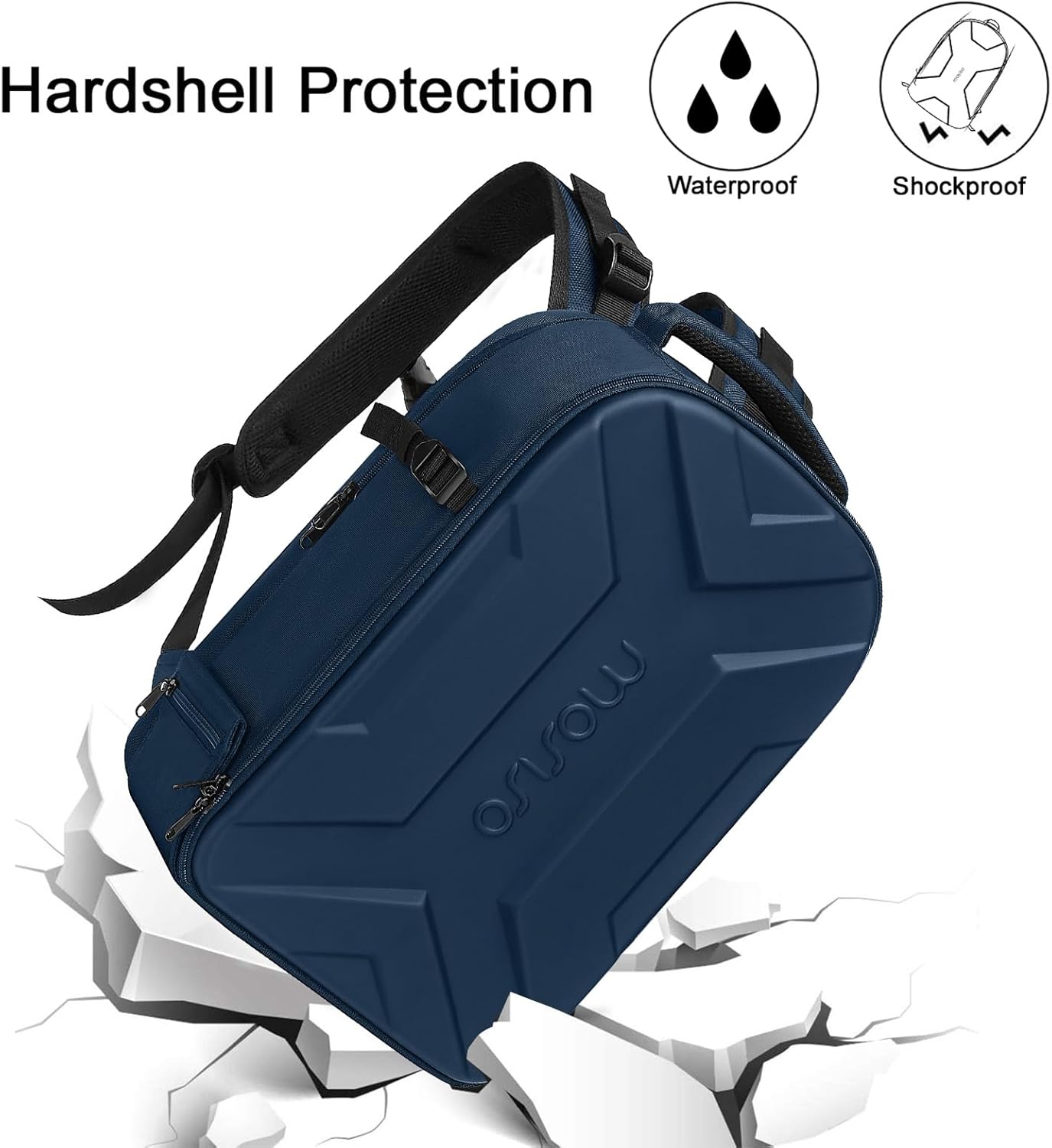 MOSISO Camera Backpack, DSLR/SLR/Mirrorless Photography Camera Bag Waterproof Artistic Geometric Hardshell Case with Tripod Holder&15-16 inch Laptop Compartment for Canon/Nikon/Sony, Steel Blue