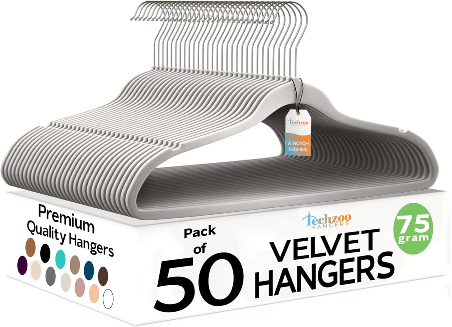 Premium Velvet Hangers 50 Pack Ultra Thin Non Slip Adult Felt Space Saving Suit Hanger for Closet Heavy Duty Coat Pants Jackets Dress Hangers 360° Swivel Hook Hold Upto 10 lbs Silver Birch