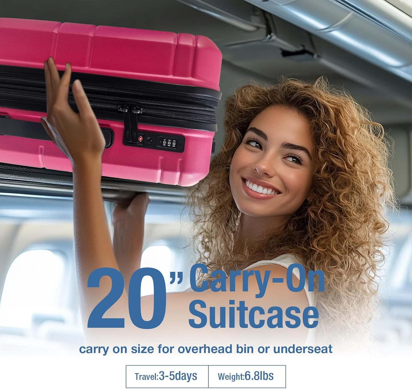 KYME Carry On Luggage 22x14x9 Airline Approved with TSA Lock Hard Shell Carry On Suitcase Lightweight Suitcases with Wheels Small Luggage for Men Women,Carry-On 20 Inch,Magenta