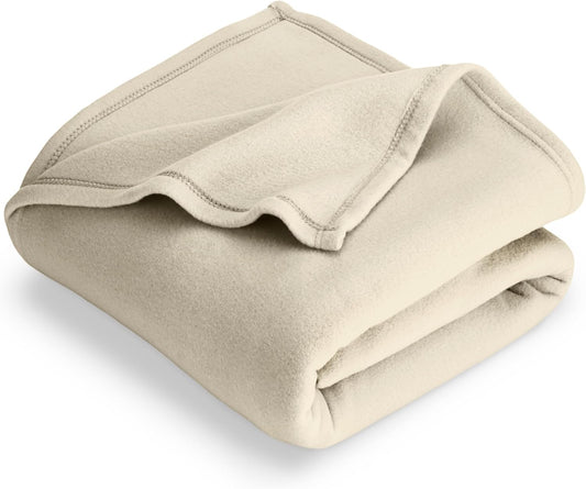 Bare Home Polar Fleece Blanket - Throw - Oyster - Warm & Cozy - Premium Fleece Blanket for Bed, Sofa, Camping, Travel and Cold Nights - Lightweight (Throw, Oyster)