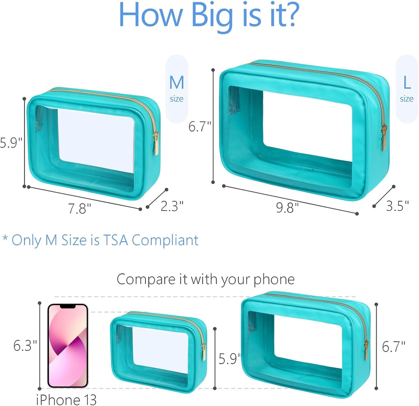 PACKISM TSA Approved Toiletry Bag - Upgrade Color-Edged Clear Makeup Bags, Clear Toiletry Bags For Traveling Fits Various Storage Needs