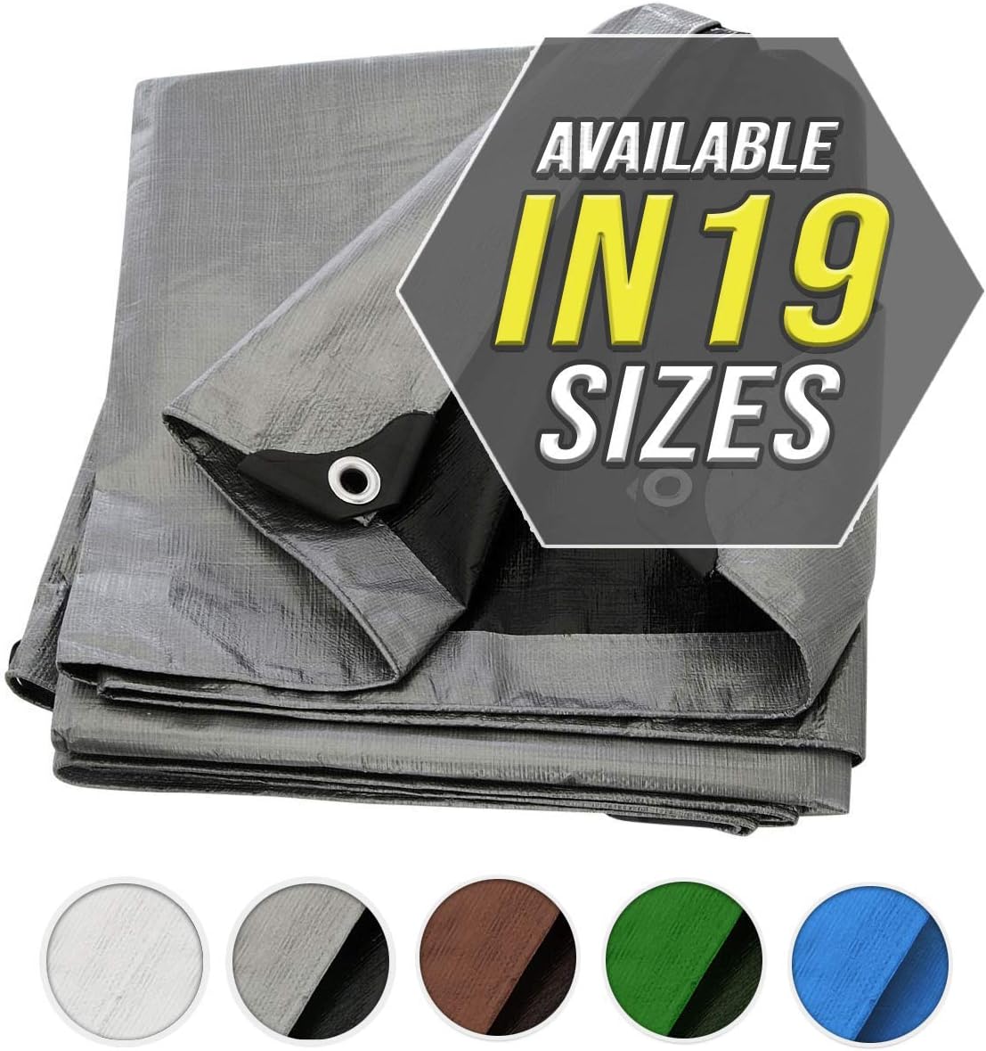 Large Waterproof Tarp - Heavy Duty 20 Mil Thick Poly Tarpaulin Ideal for Canopy Tents, Boats, RV or Pool Covers - Multipurpose Protective Tarps with Grommets for Indoor and Outdoor Use | 25' x 40'