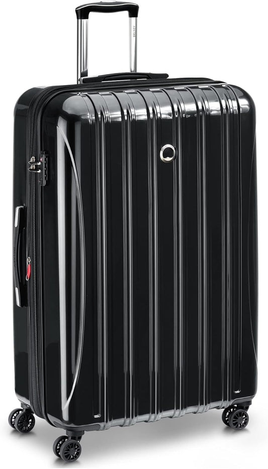 DELSEY PARIS Helium Aero Hardside Expandable Luggage with Spinner Wheels, Black, Checked-Large 28 Inch