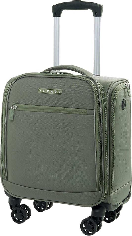 Verage Underseat Carry On Luggage with Wheels,14.5-Inch Spinner Small Suitcase, Softside Lightweight Travel Bag for Men and Women, Airplane Carry On Bag, Sage Green