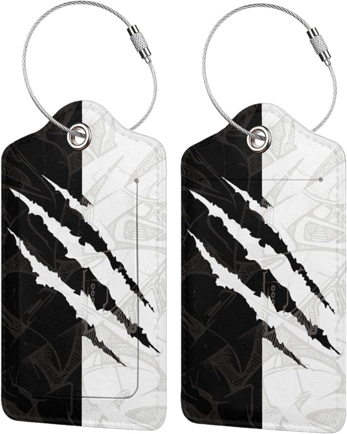 Black Against White Pattern Luggage Tags for Suitcases, Cool Scratches Bag Tags Private Name ID Labels for Travel Baggage Suitcase Lunch Box, Cruise Ships