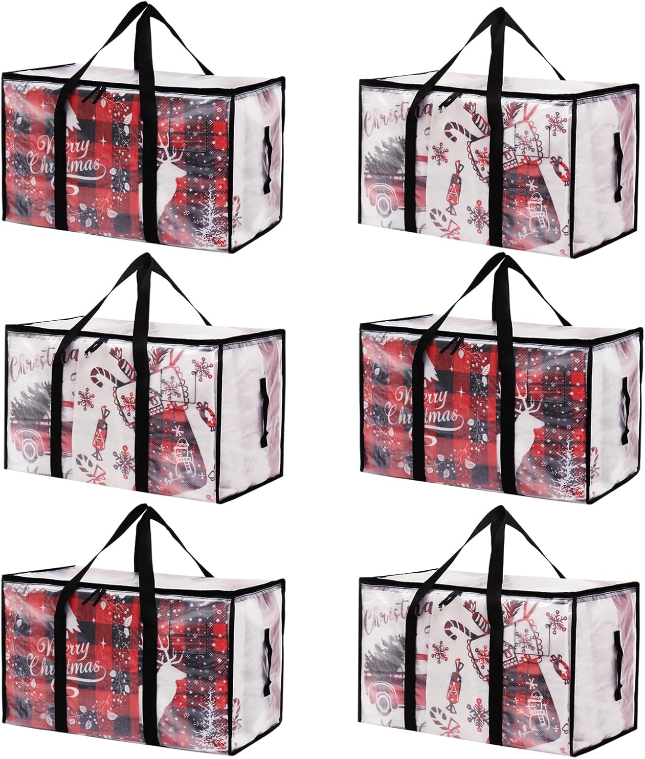 Moving Bags Heavy Duty Extra Large, Alternative for Moving Boxes & Moving Supplies,Clear Storage Bins with Lids, Plastic Packing Tote, Storage Bags for Clothes with Handles & Zippers(Clear, 6 Pack)