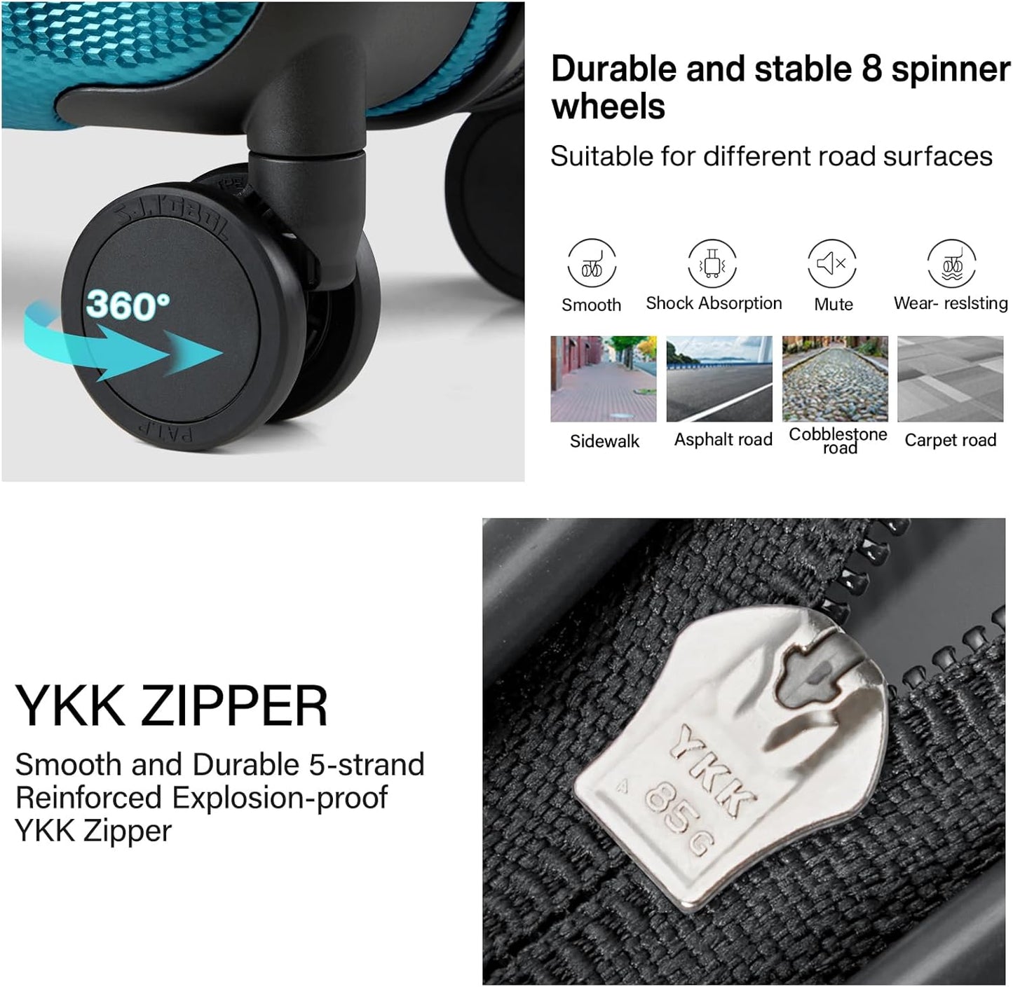 Hanke 16 Inch Underseat Carry on Suitcases with Wheels,Lightweight Hard Shell Carry on Luggage with Wheels for Weekender,Travel Approved Small Suitcase,Travel Luggage for Womem Men,Caribbean Blue.