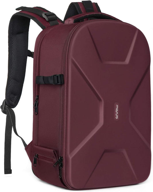 MOSISO Camera Backpack, DSLR/SLR/Mirrorless Photography Camera Bag 15-16 inch Waterproof Hardshell Case with Tripod Holder&Laptop Compartment Compatible with Canon/Nikon/Sony, Wine Red